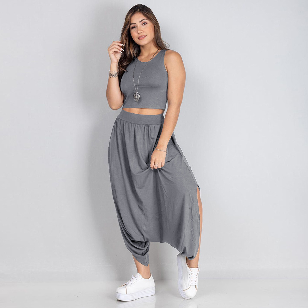 Customized Knit Plus Dimension Two-Piece Summer time Outfit for Ladies: Trendy Prime and Pants Set