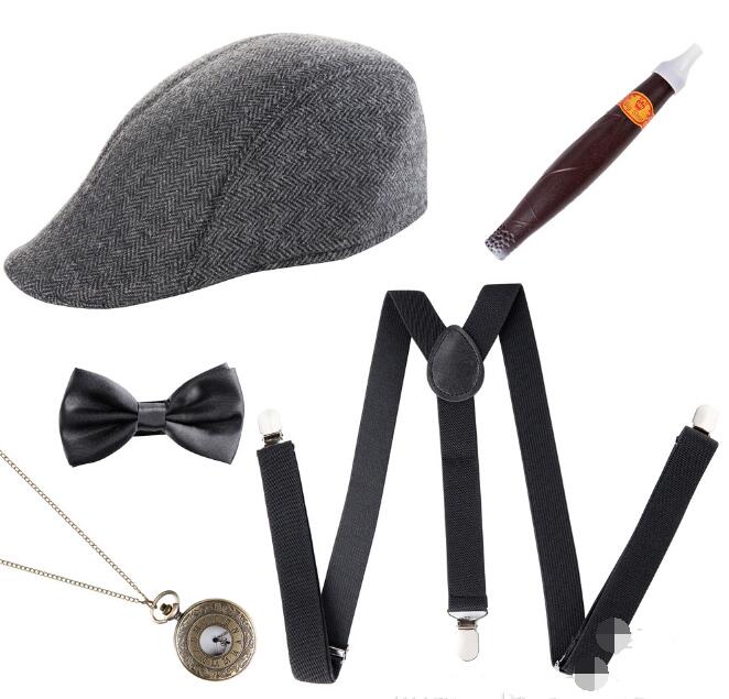 Ecowalson Nineteen Twenties Manhattan Males's Costume Accent Set - Gatsby Gangster Retro Assortment